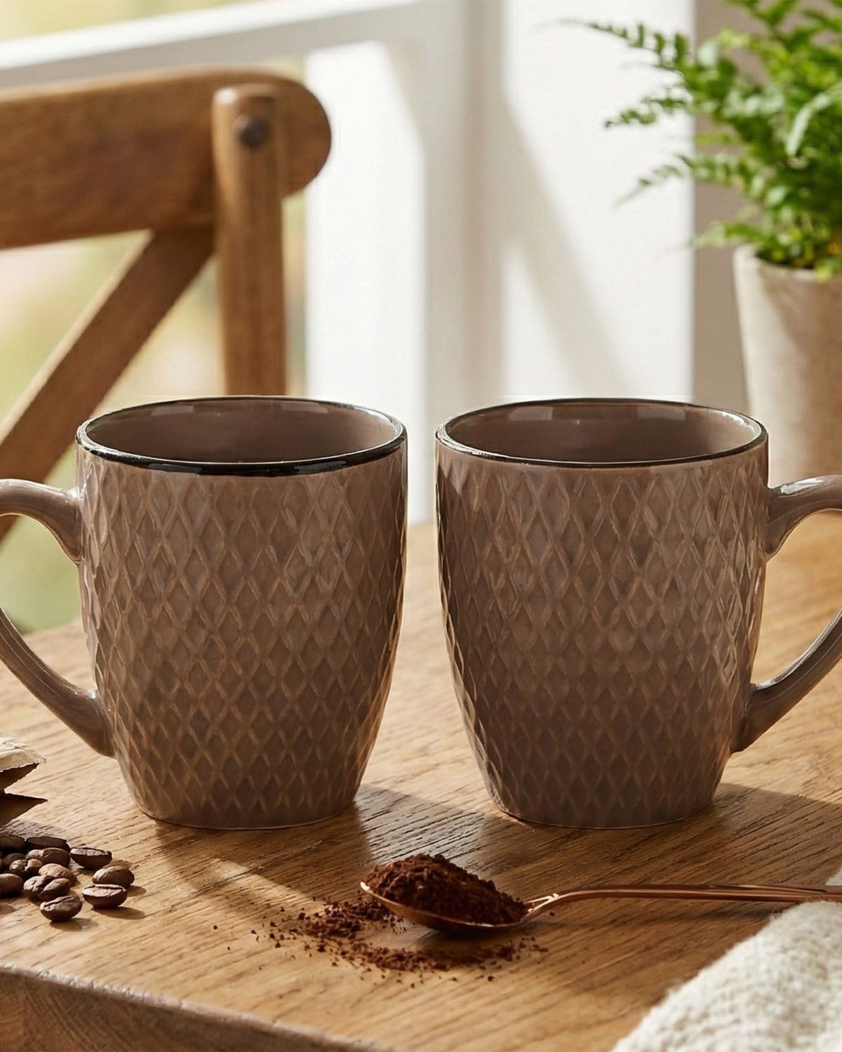 Earthy Brown Patterned Ceramic Cup