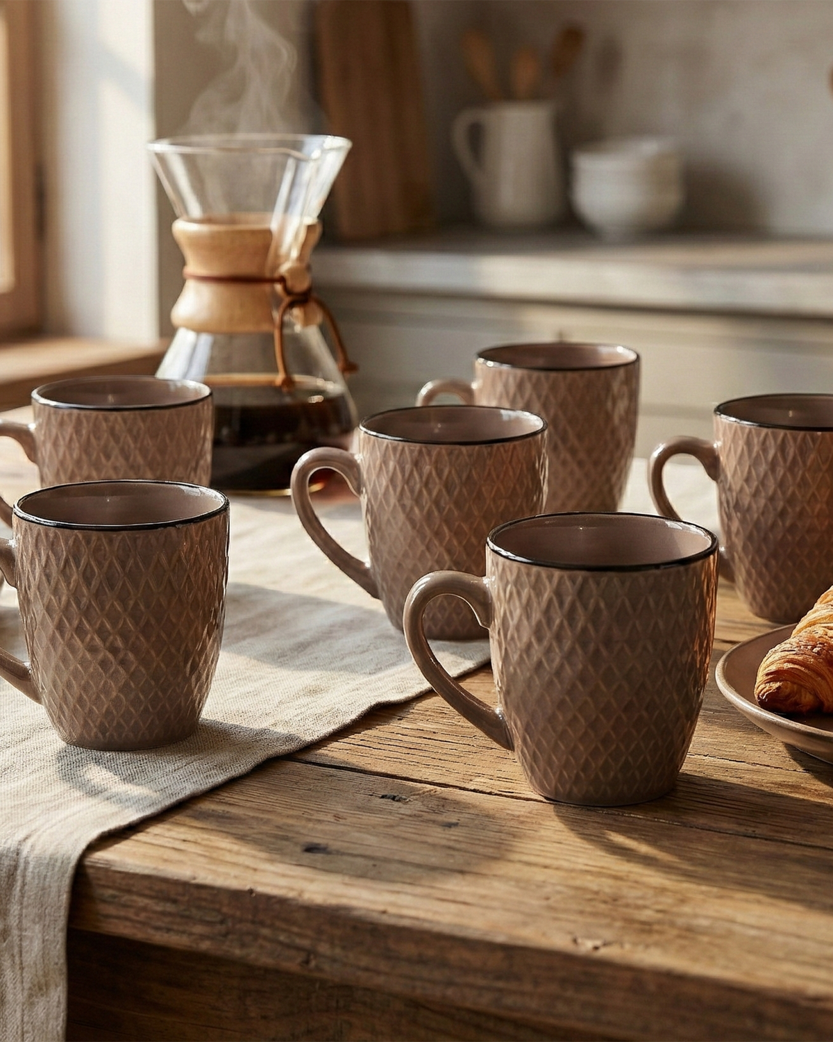 Earthy Brown Patterned Ceramic Cup