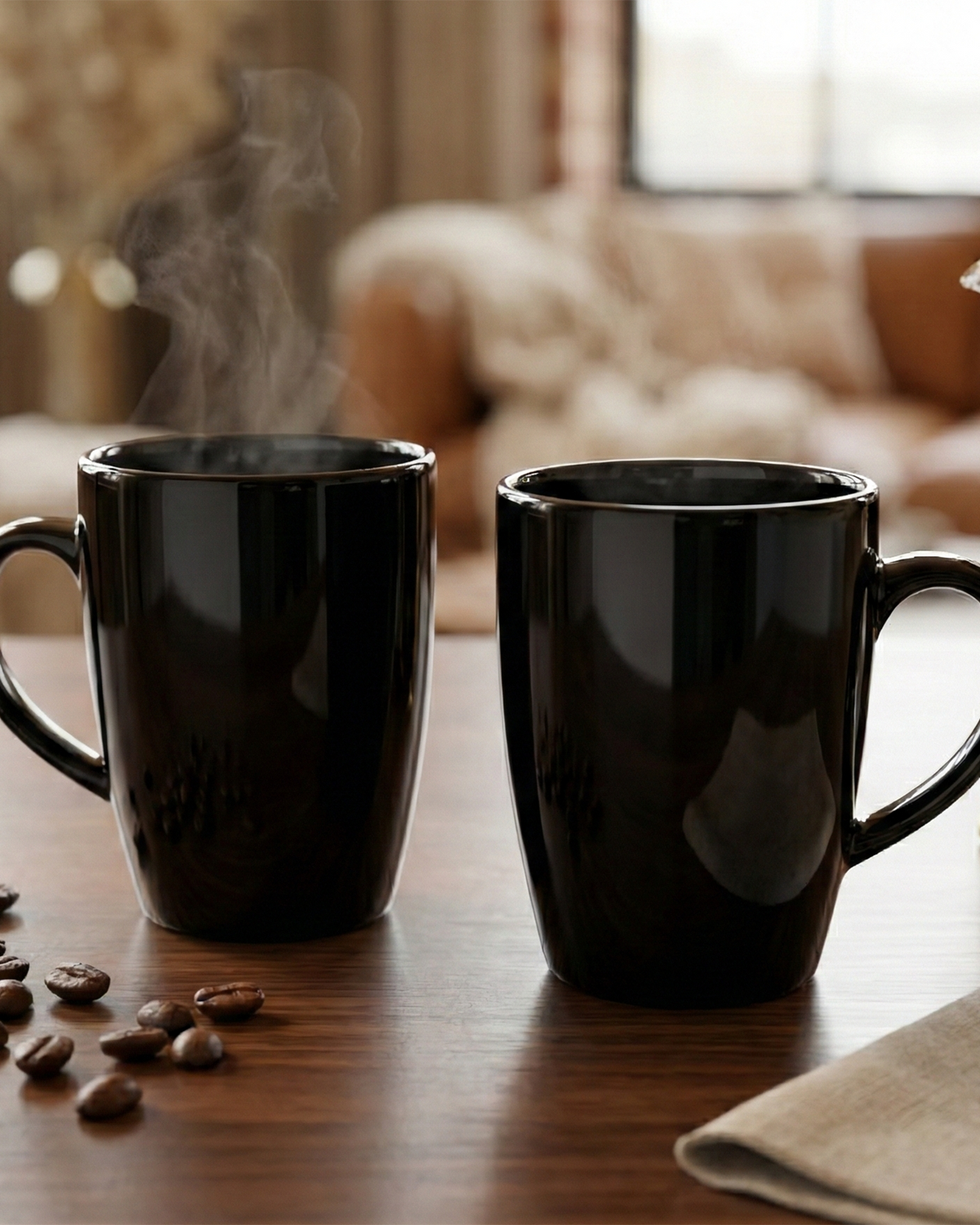 Luxe Black Ceramic Coffee Mug Set of 2 – Kairaus