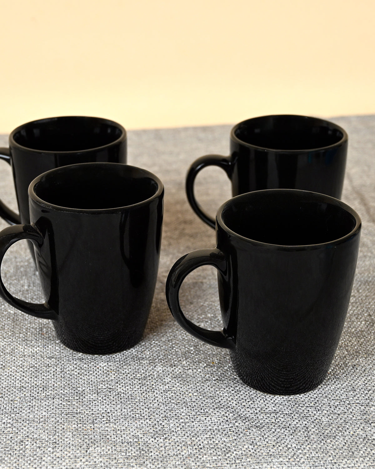 Luxe Black Glossy Coffee Mug Side View Set of 4 – Kairaus