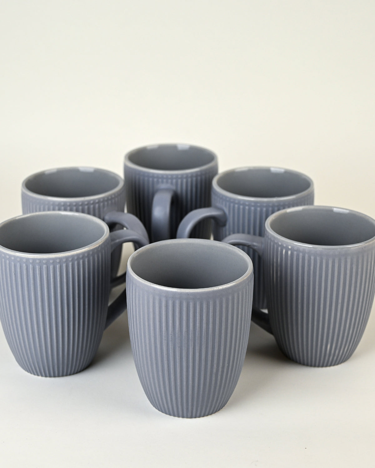 Slate Blue Ceramic Coffee Mug Set of 6