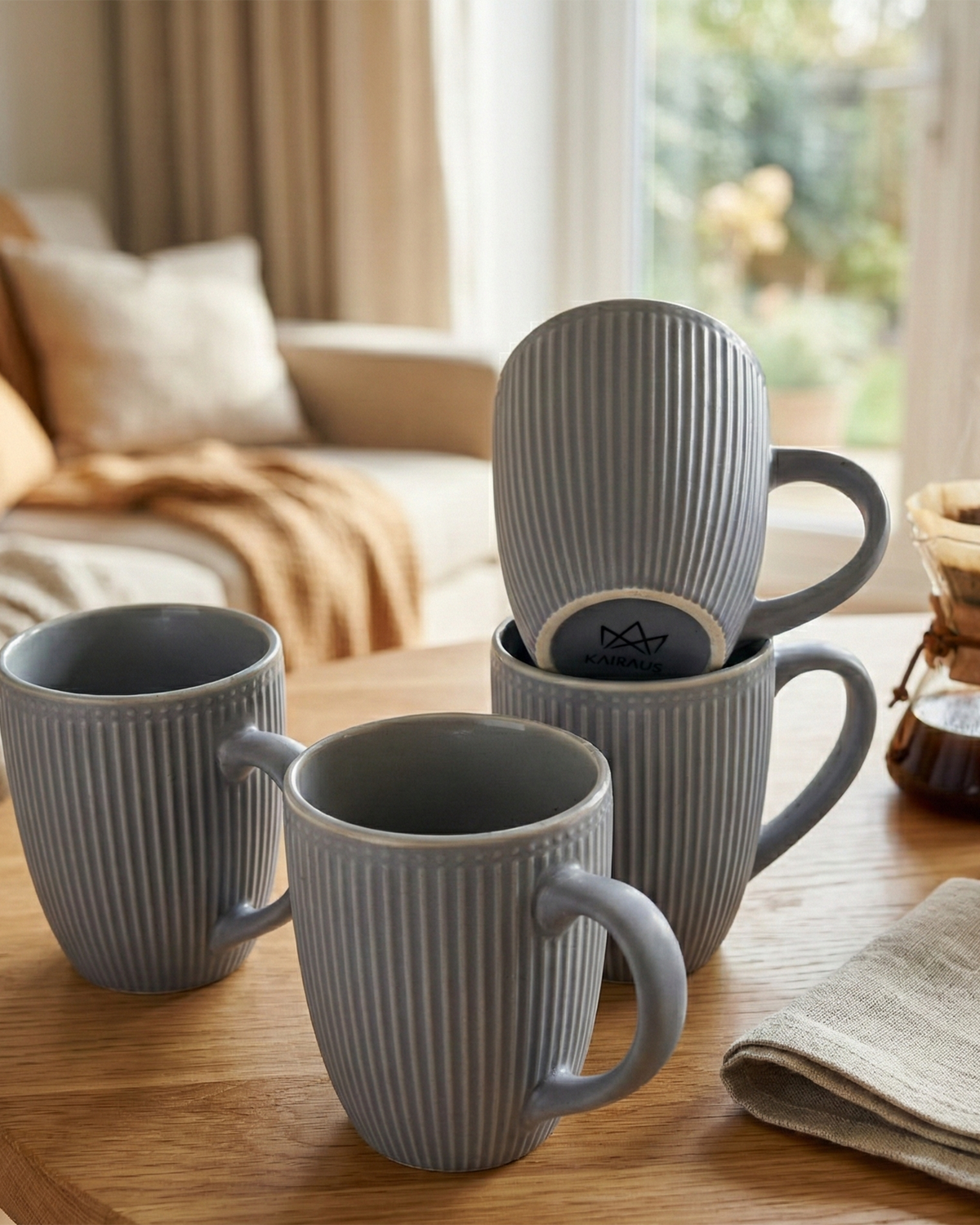 Slate Blue Ceramic Coffee Mug Set of 4