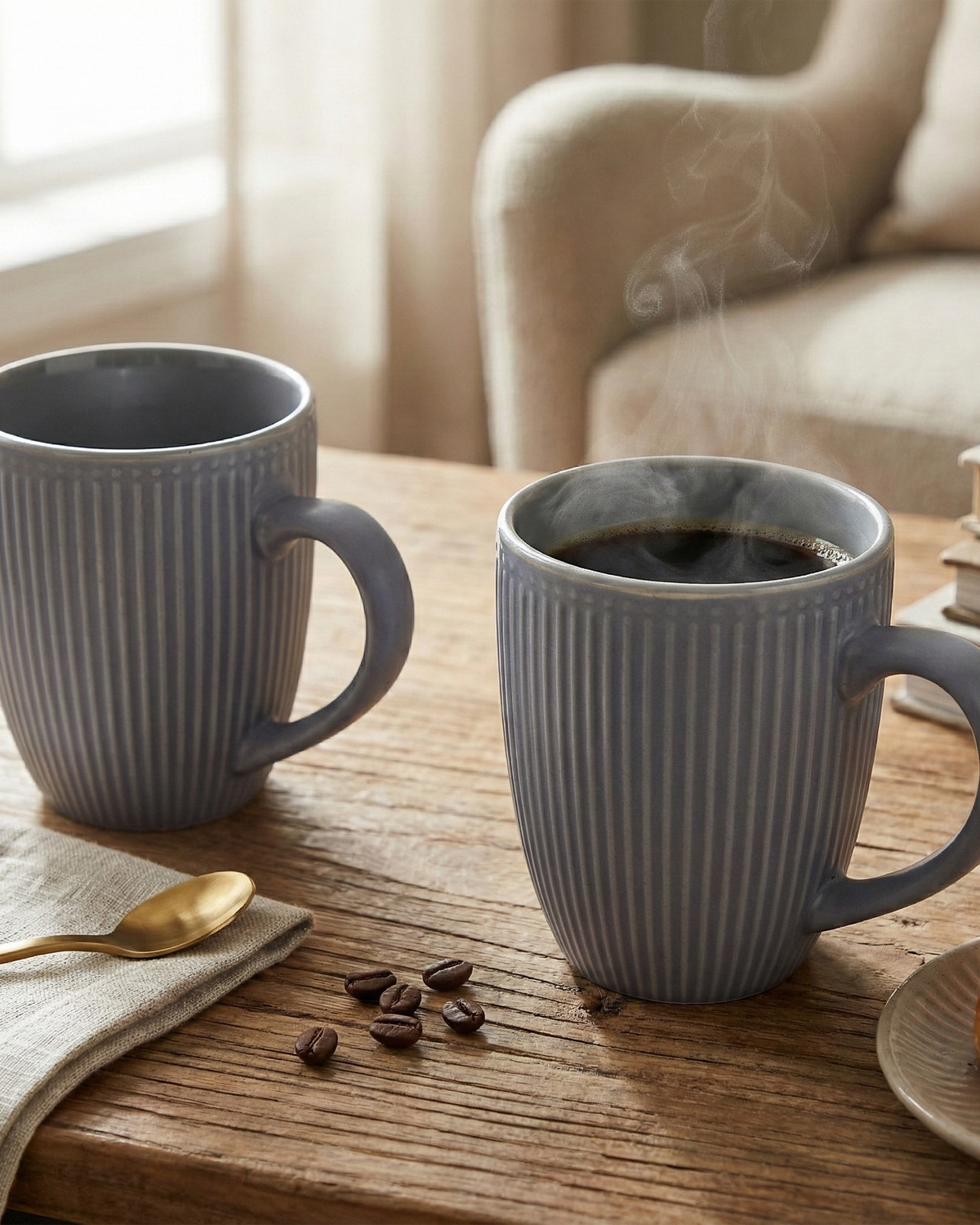 Slate Blue Ceramic Coffee Mug Set of 2