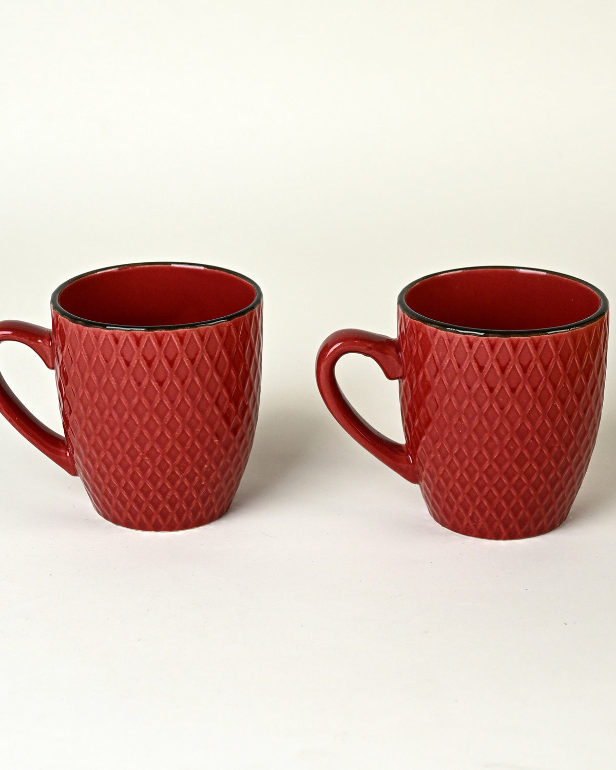 Merlot Love Patterned Ceramic Coffee Mug Set of 2