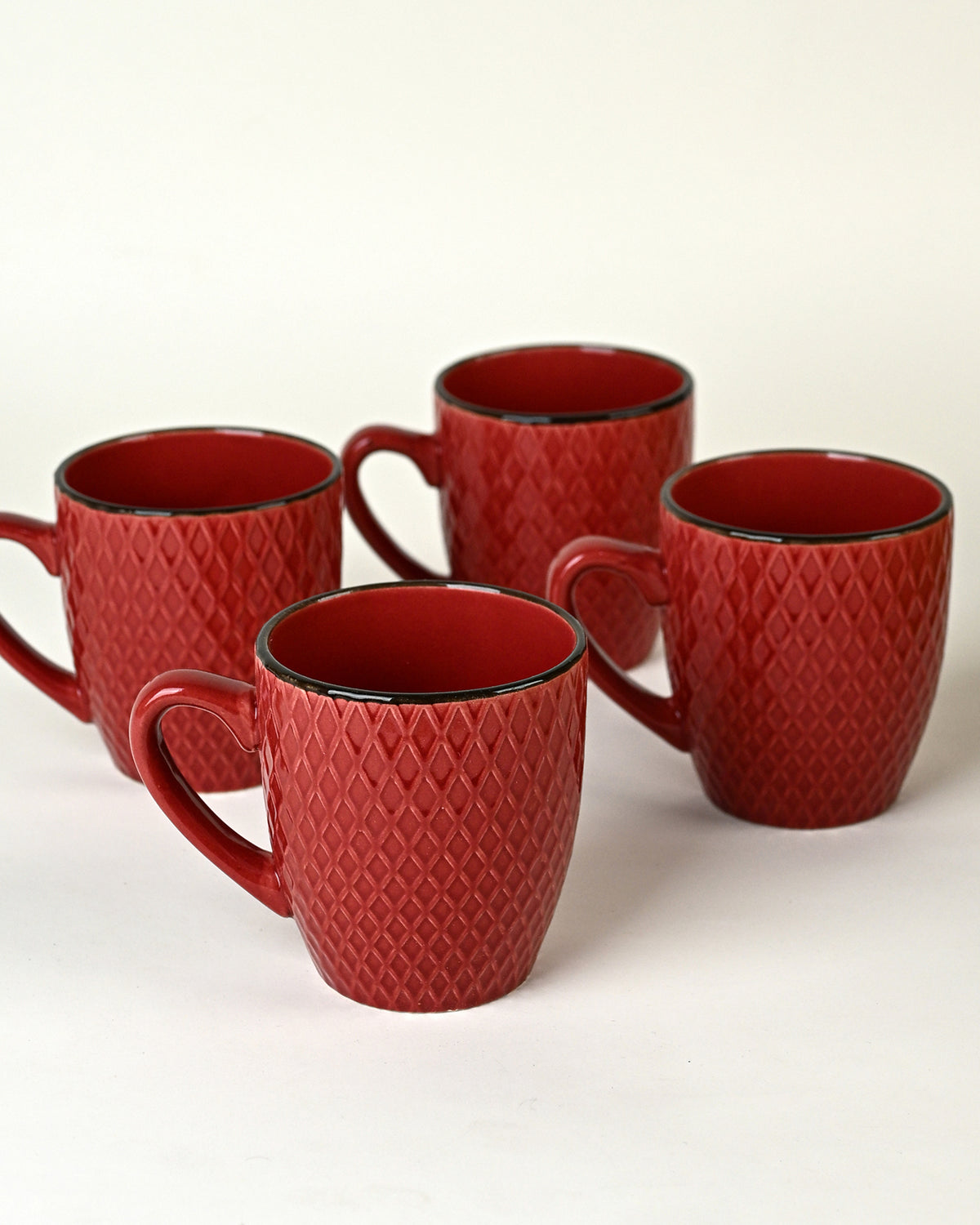 Merlot Love Patterned Ceramic Coffee Mug Set of 4