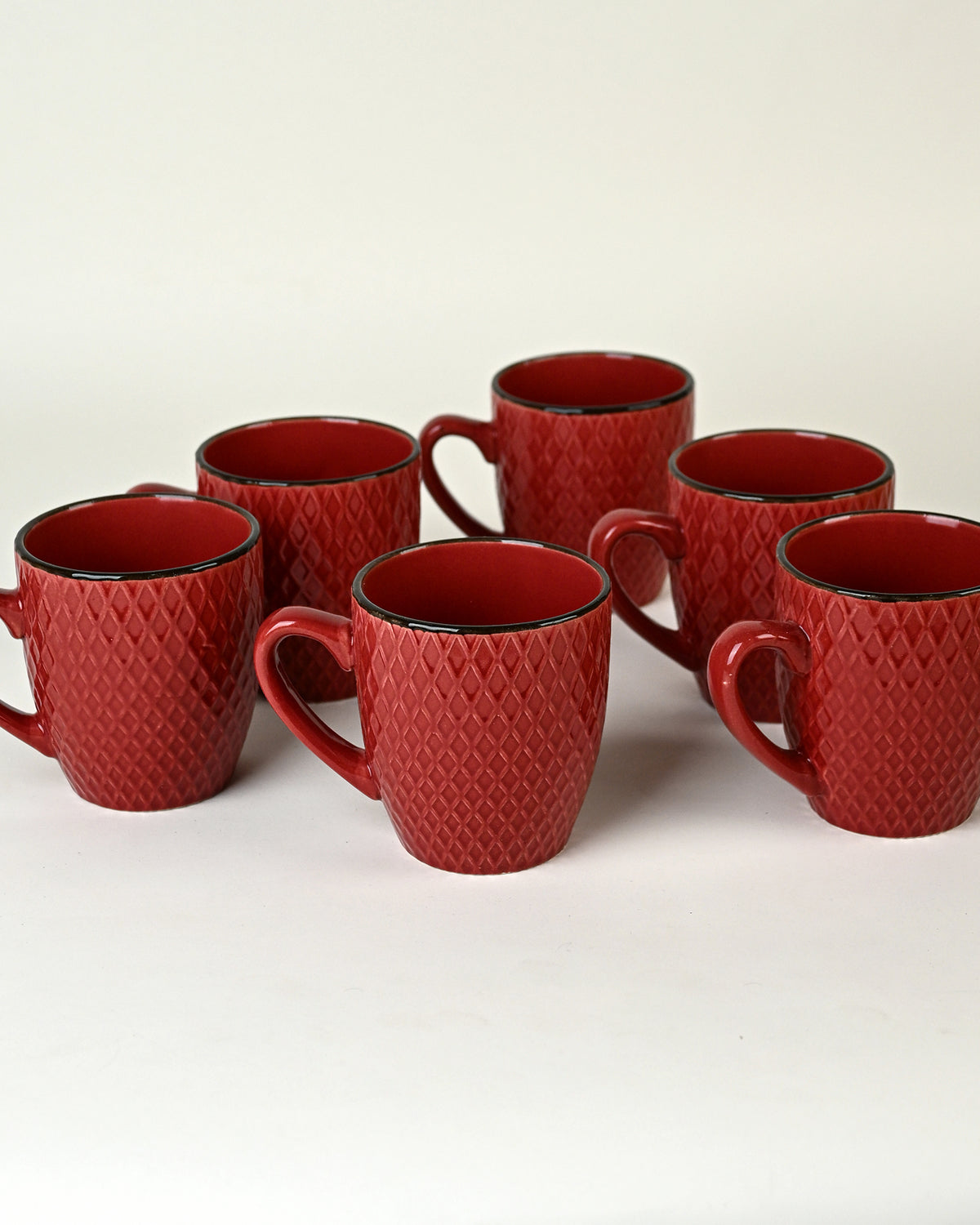 Merlot Love Patterned Ceramic Coffee Mug Set of 6