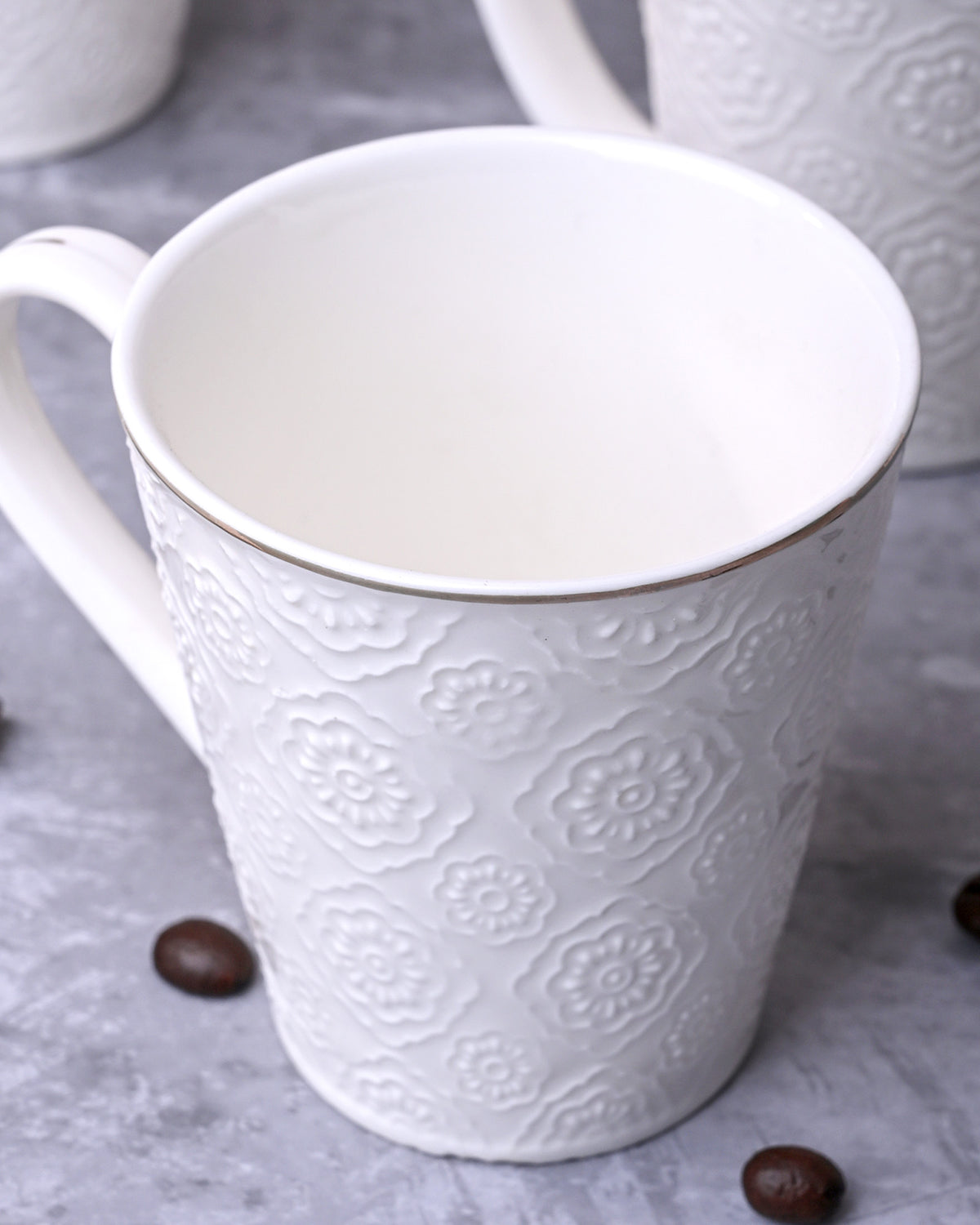 Minimalist White Floral Tea Cups