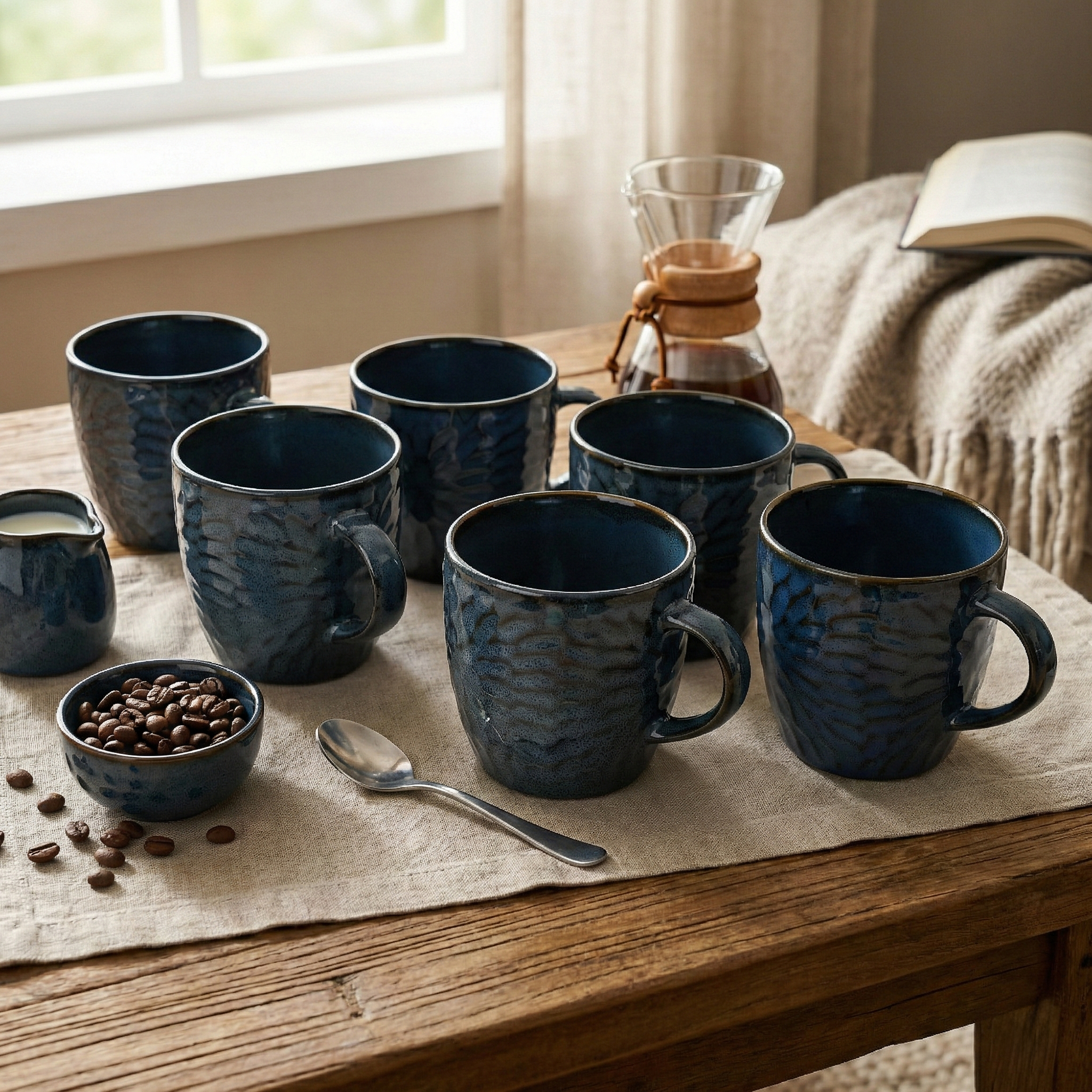 Mosaic Denim Ceramic Tea Cup Set of 6