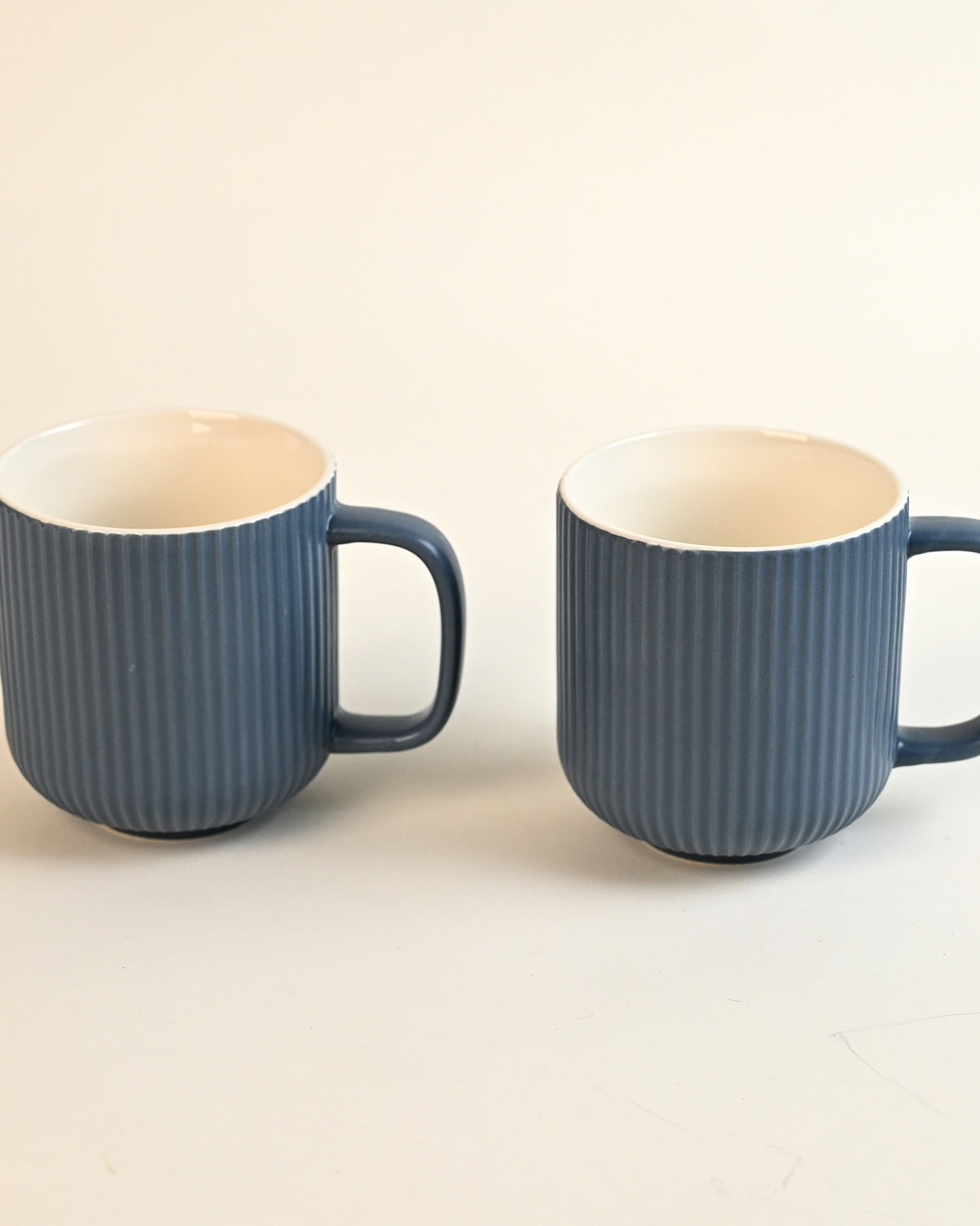 Oceanic Ribbed New Bone China Coffee Mug Set of 2