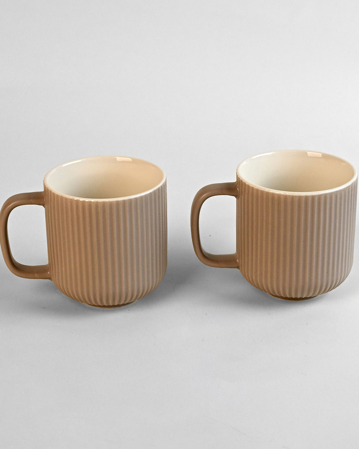 Earthy Ribbed New Bone China Coffee Mug Set of 2