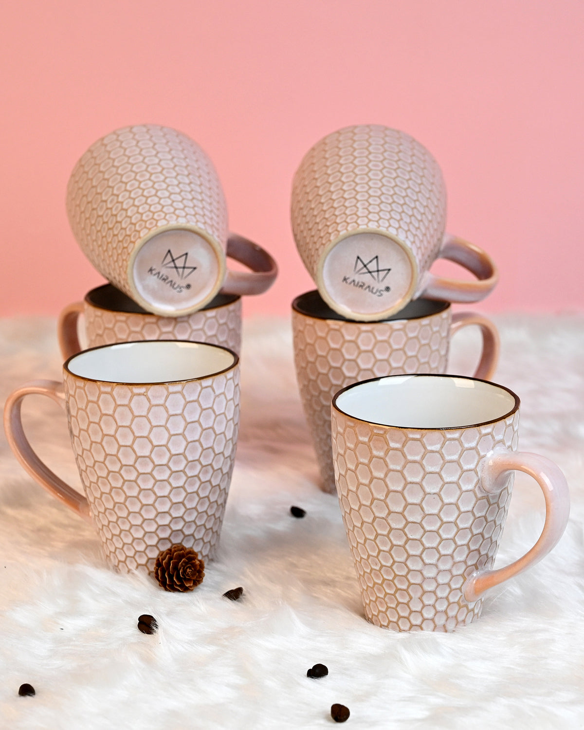 Nexus Unique New Bone China Coffee Mugs Set of 6