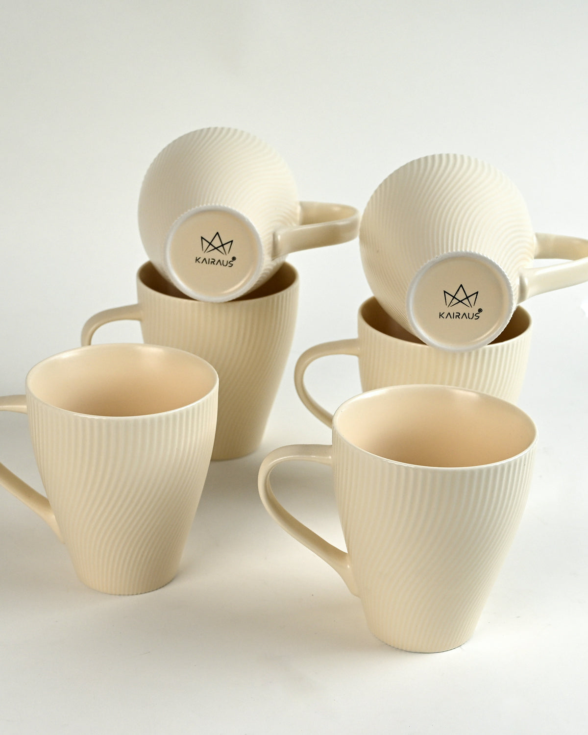 Pale Peach Unique New Bone China Coffee Mug Set of 6