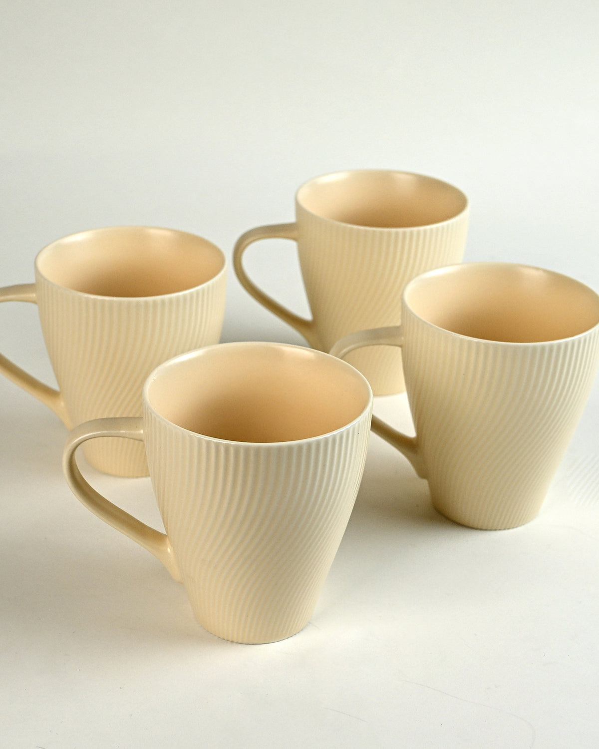 Pale Peach Unique New Bone China Coffee Mug Set of 4