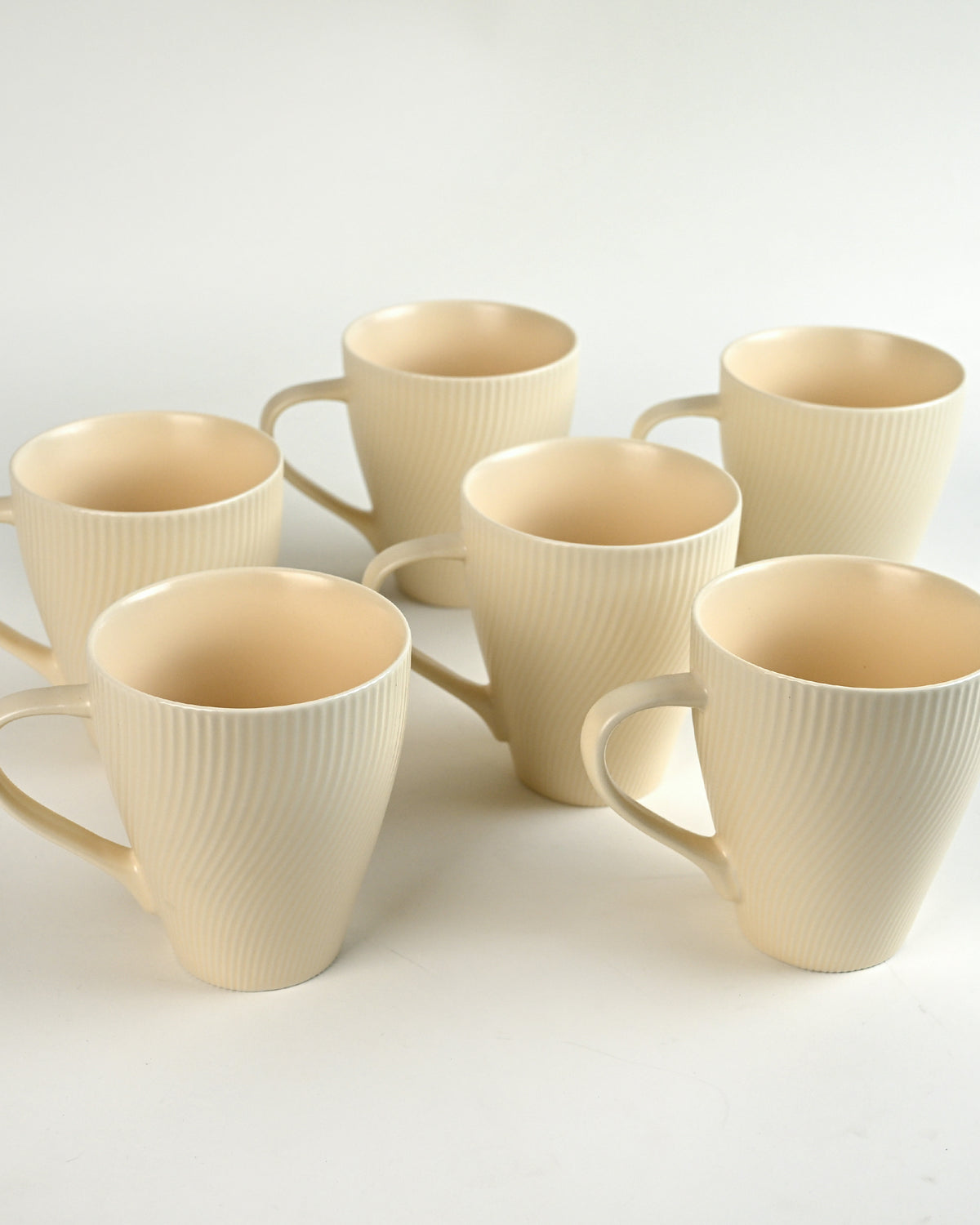 Pale Peach Unique New Bone China Coffee Mug Set of 6