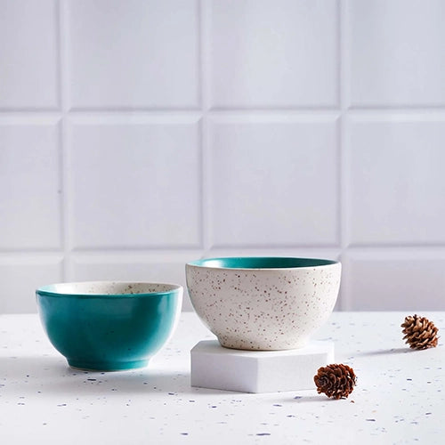 Dual-Toned Speckled Serving Bowls