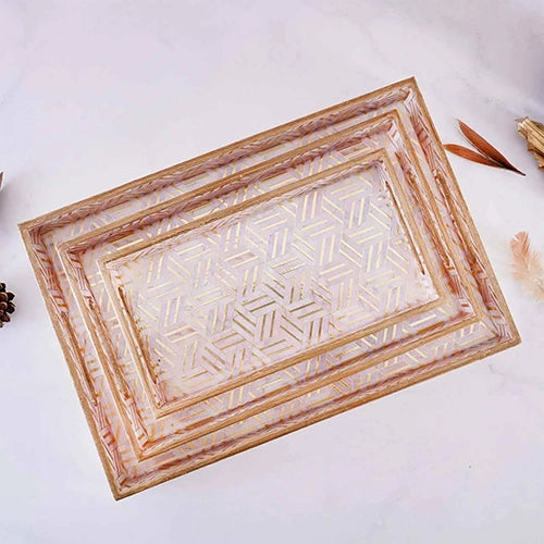 Golden Geometric Serving Tray (Set of 3)