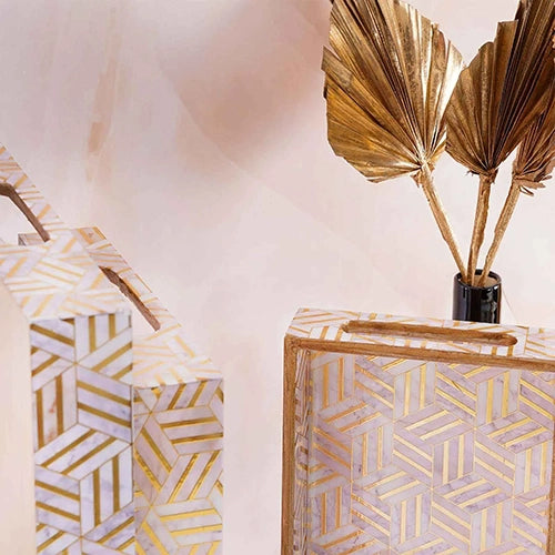 Golden Geometric Serving Tray (Set of 3)