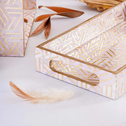 Golden Geometric Serving Tray (Set of 3)