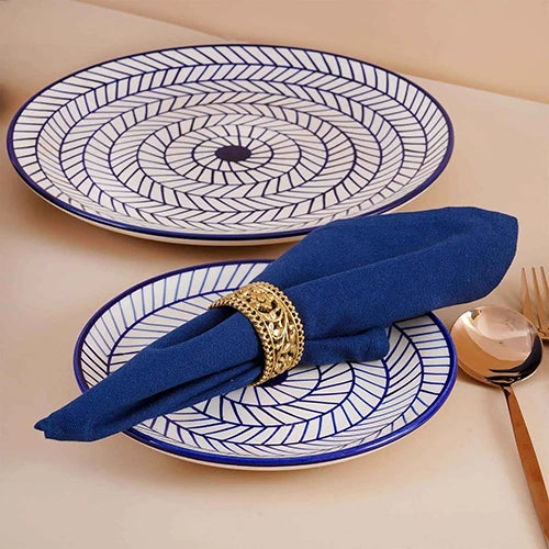 37 Pcs Blue Stripes Ceramic Dinner Set