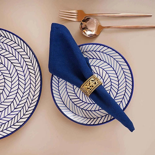 37 Pcs Blue Stripes Ceramic Dinner Set
