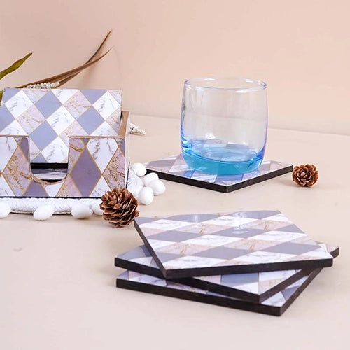 lavender Printed Wooden Coasters (Set of 6)