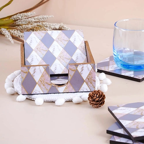 lavender Printed Wooden Coasters (Set of 6)