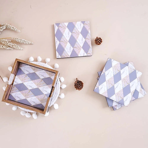 lavender Printed Wooden Coasters (Set of 6)