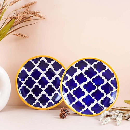 Blue Moroccan Ceramic Dinner Plate Set of 2 (10.5 Inch)