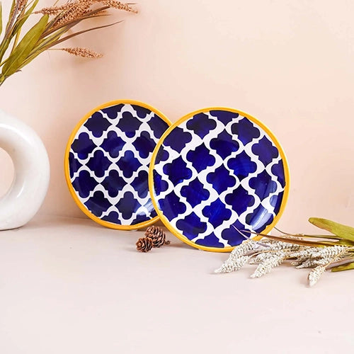 Blue Moroccan Ceramic Dinner Plate Set of 2 (10.5 Inch)