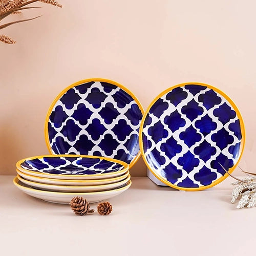 Blue Moroccan Ceramic Dinner Plate Set of 6 (10.5 Inch)
