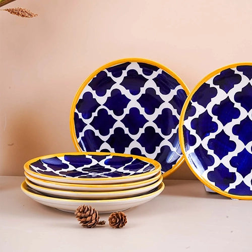 Blue Moroccan Ceramic Dinner Plate Set of 6 (10.5 Inch)