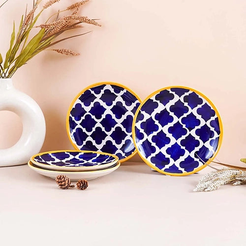 Blue Moroccan Ceramic Dinner Plate Set of 6 (10.5 Inch)