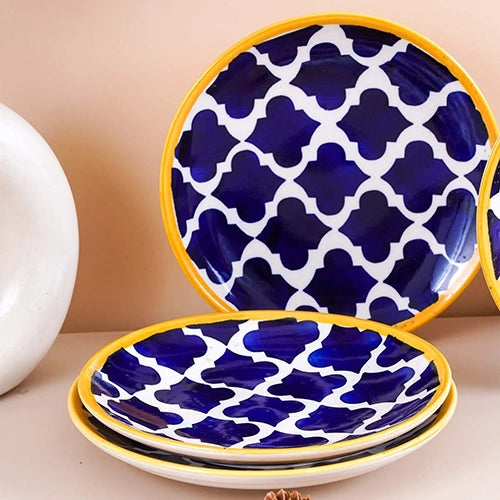 Blue Moroccan Ceramic Dinner Plate Set of 6 (10.5 Inch)