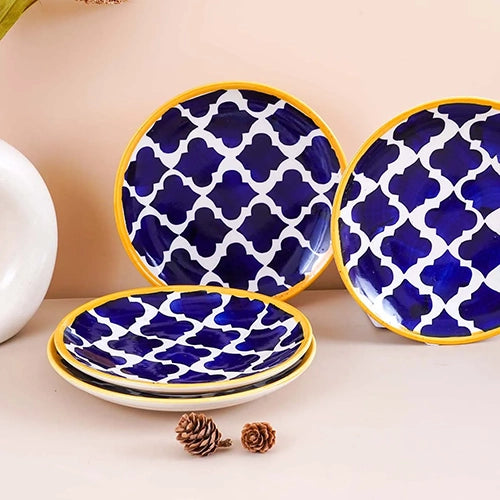 Blue Moroccan Ceramic Dinner Plate Set of 4 (10.5 Inch)