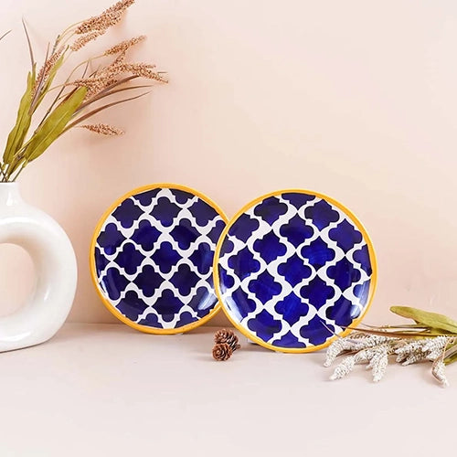 Blue Moroccan Ceramic Dinner Plate Set of 4 (10.5 Inch)