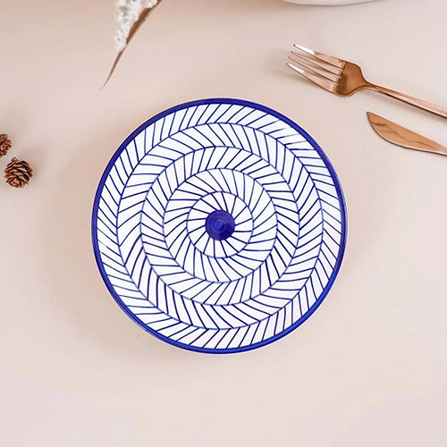 Indigo Chevron Ceramic Quarter Plate Set of 4 (7 Inch)