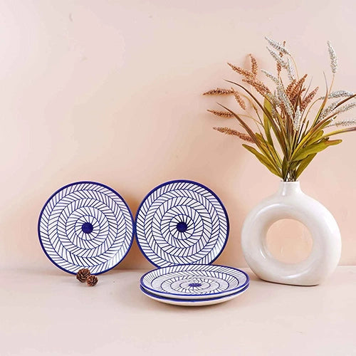 Indigo Chevron Ceramic Quarter Plate Set of 4 (7 Inch)