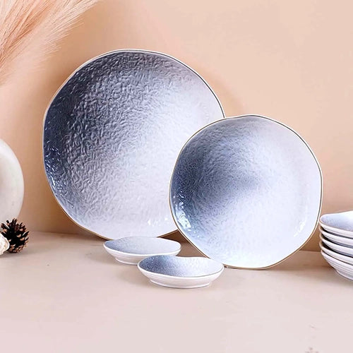 White and Grey Textured Plate (Set of 9)