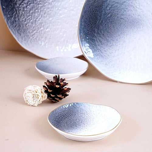 White and Grey Textured Plate (Set of 9)