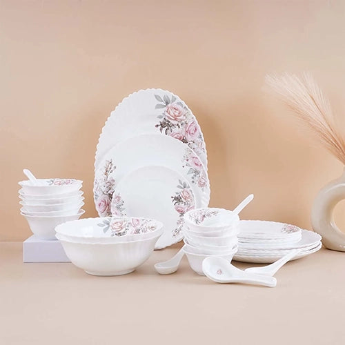 33 Pcs Pink Blossom Opalware Dinner Set