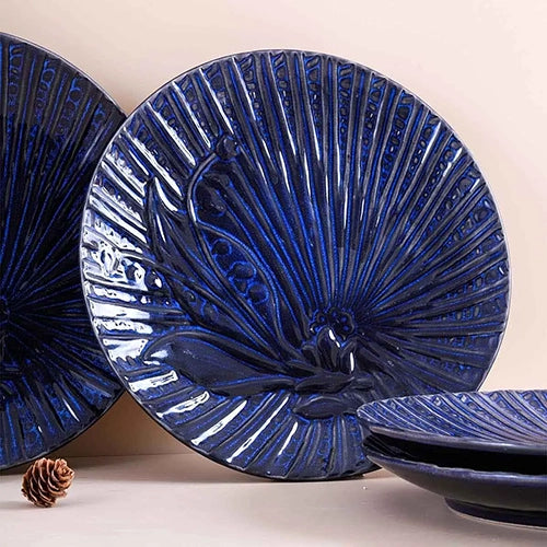 Blue Sapphire Textured Plate Set of 4 (10.5 Inch)