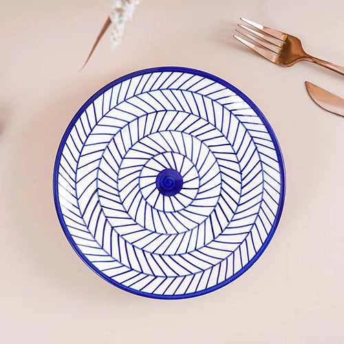 Indigo Chevron Ceramic Quarter Plate Set of 6 (7 Inch)