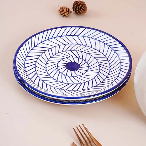 Indigo Chevron Ceramic Quarter Plate Set of 6 (7 Inch)