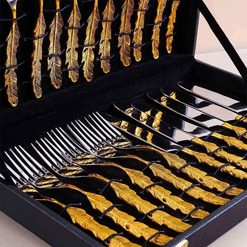 Golden Feather Cutlery Set