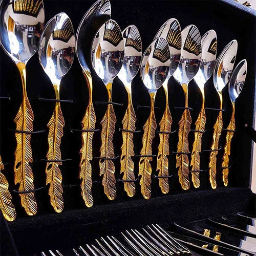 Golden Feather Cutlery Set