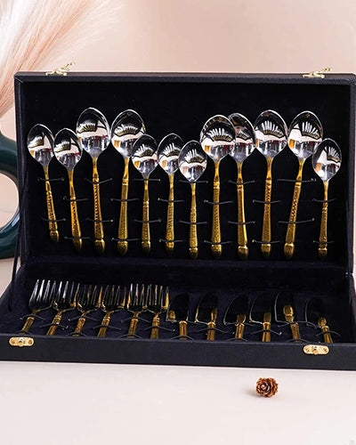 Elegant Gold and Silver Cutlery Set
