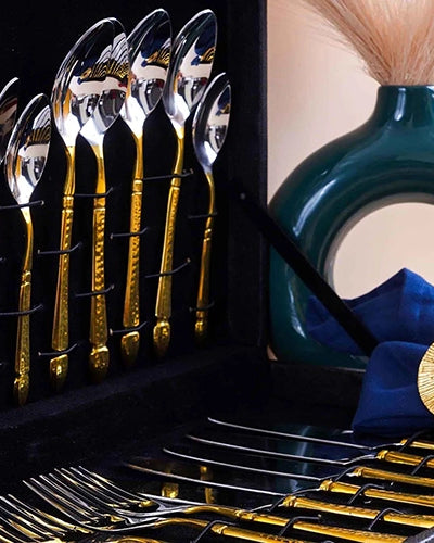 Elegant Gold and Silver Cutlery Set