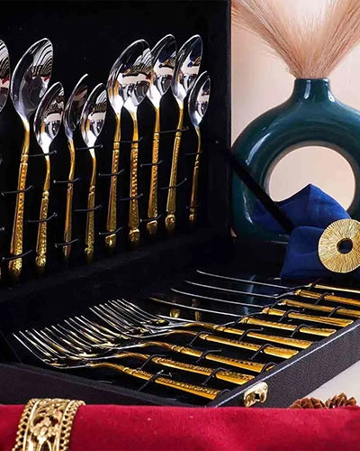 Elegant Gold and Silver Cutlery Set
