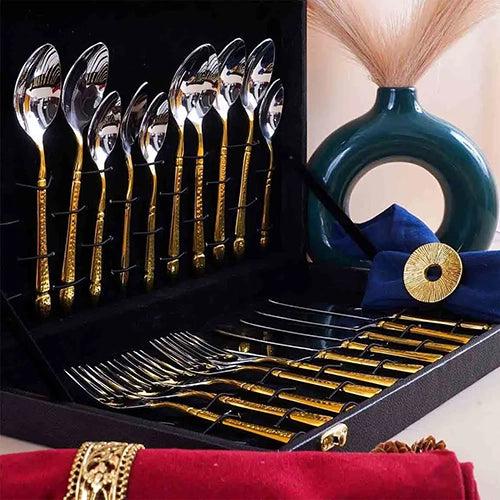 Elegant Gold and Silver Cutlery Set