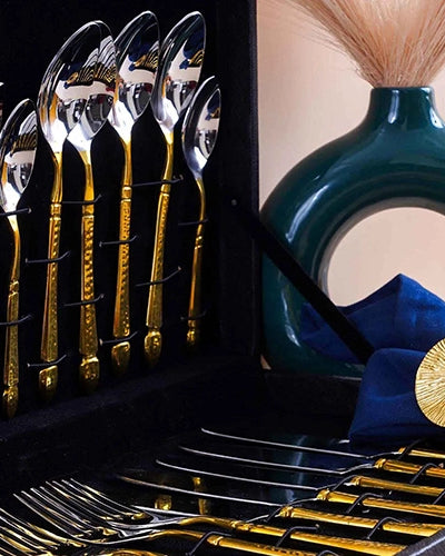 Elegant Gold and Silver Cutlery Set